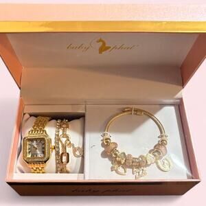 Baby Phat gold-tone jewelry gift set watch and bracelets glam mcbling y2k diva